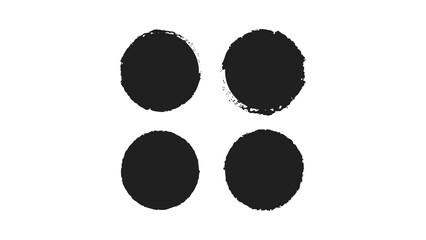 Black Grunge Round Shapes Set for Graphic Design - Isolated Transparent PNG