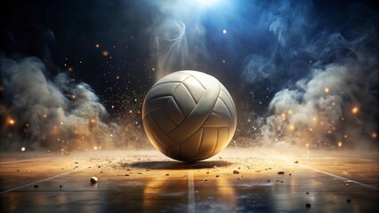 Fototapeta premium Dramatic Volleyball Action Shot A Sphere of Competition in Dust and Light