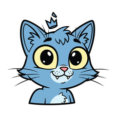 Royal Feline: Charming illustration of a regal cat adorned with a crown, exuding a playful and cartoonish vibe.