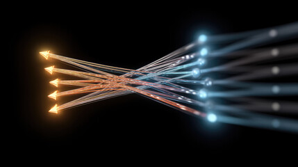 Abstract Backpropagation Concept with Glowing Arrows Representing Data Flow
