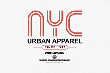 Urban Streetwear Aesthetic vector graphic design	 NYC Urban Apparel Logo Streetwear Style