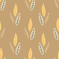 Autumn leaf seamless repeat brown background