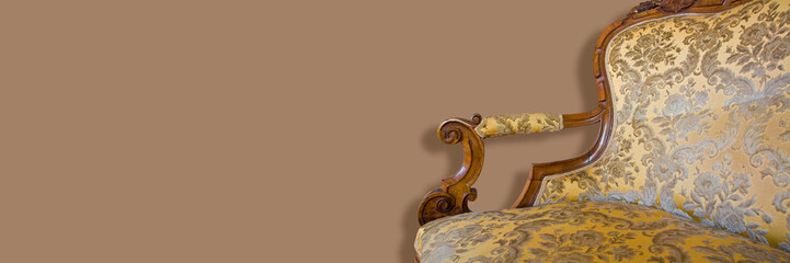Antique traditional wooden italian furniture just restored with floral decorations - Banner design,...