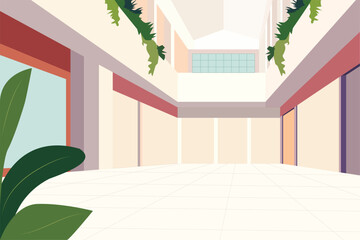 Decoration with  lush green plants hanging from above and leaves creating a nature within a contemporary building