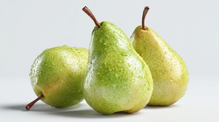 Three pears with water droplets
