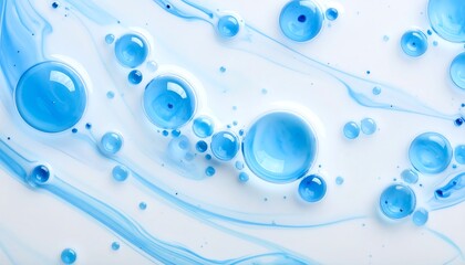 A captivating abstract design of swirling, translucent blue orbs against a stark white background.