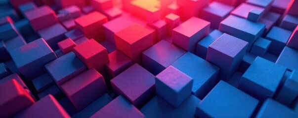 Abstract blue and red geometric shapes forming course modules, element, marketing