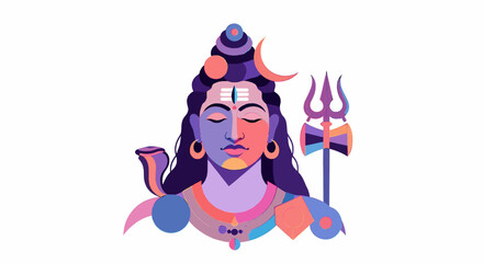 seamless paint ilustration Lord shiva on white background