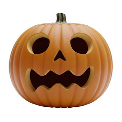 Worried carved pumpkin with a nervous expression