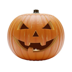 Spooky jack-o'-lantern with a glowing buck tooth grin