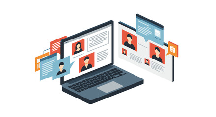 Isometric online communication and team collaboration in digital workspace