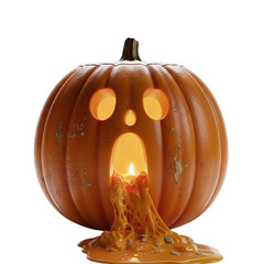 Sick jack-o'-lantern vomiting melted orange goo