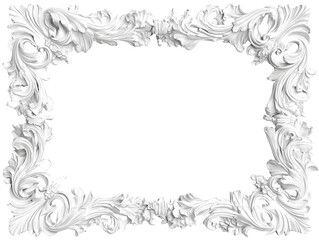 Ornate white frame, intricate design