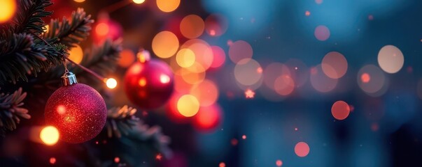 Abstract bokeh, sparkling Christmas lights garland , wreath, shimmer, blur