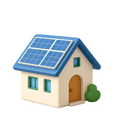 Solar Powered House on Transparent Background