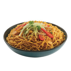 Delicious bowl of asian noodles isolated on transparent background