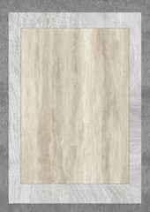 Rectangular wooden panel with light grain texture framed by a gray border