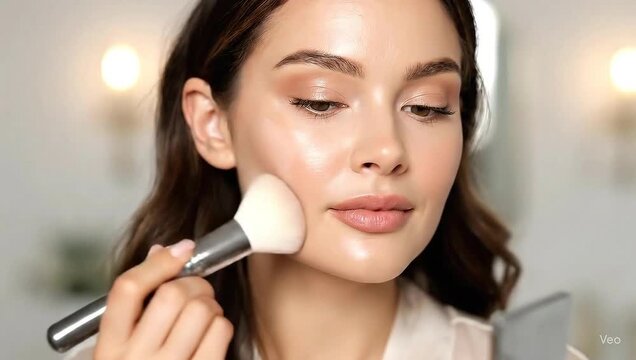 woman applying make up