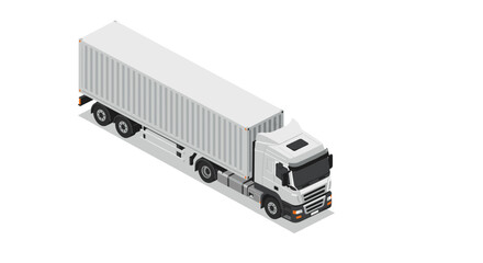 Isometric cargo truck on white background for logistics and transportation themes