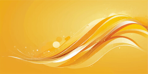 Orange vector background with flowing wavy lines and golden light