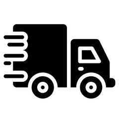 Delivery Truck Icon in Glyph Style Suitable for Web, Apps, Presentation, or Printable Meanings