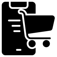 E-Commerce Icon in Glyph Style Suitable for Web, Apps, Presentation, or Printable Meanings