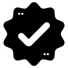 Verified Badge Icon in Glyph Style Suitable for Web, Apps, Presentation, or Printable Meanings