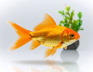 Fototapeta premium Goldfish in a simple aquarium setting