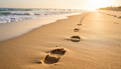 Footprints in Golden Sand at Sunset Beach
