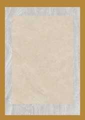 A textured beige rectangular surface framed by a light gray border on a golden background