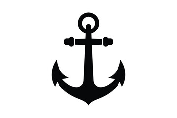 Simple black silhouette of a nautical anchor