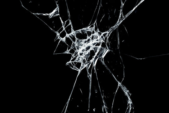 Abstract Shattered Glass Texture Effect &ndash; Cracked Overlay Pattern on a black background