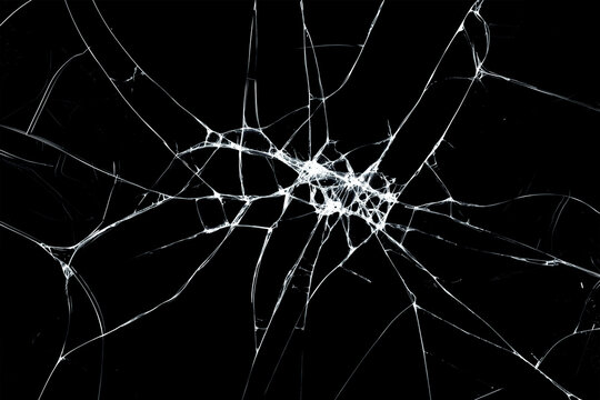 Abstract Shattered Glass Texture Effect &ndash; Cracked Overlay Pattern on a black background