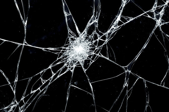 Abstract Shattered Glass Texture Effect &ndash; Cracked Overlay Pattern on a black background
