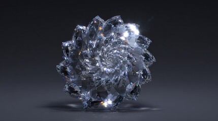 Fototapeta premium and keywords based on the imageSparkling Crystal Flower Sculpture, Refracting Light in Abstract Geometric Design