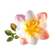 Naklejka premium Bright Freesia Flower, Top-Down View, Isolated on Transparent Background