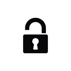 Open padlock icon symbol on white background