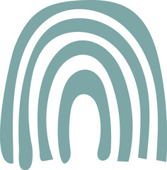 Abstract Teal Rainbow Arch with Multiple Curved Stripes.