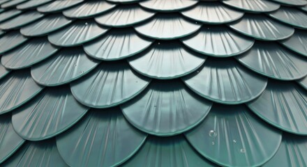 Teal scale pattern background showcasing a sleek design with subtle water droplets perfect for