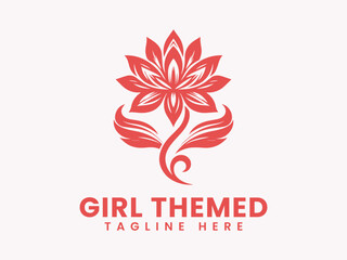 Ornate Red Floral Design for a GirlThemed Brand.