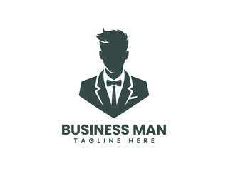 Stylish Businessman Logo Design in Dark Green.