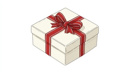 Fototapeta premium A white gift box with a red ribbon and bow