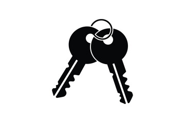 Two black silhouette keys on a ring