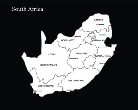 South Africa Map Provinces Cities