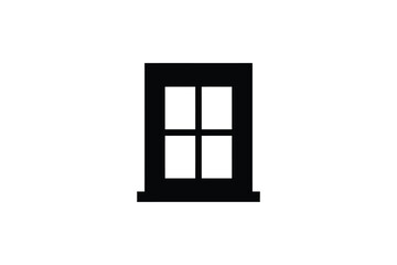 Simple black silhouette of a four pane window