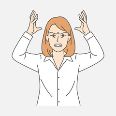 A professional woman displaying frustration and anger, possibly due to workplace challenges or stress