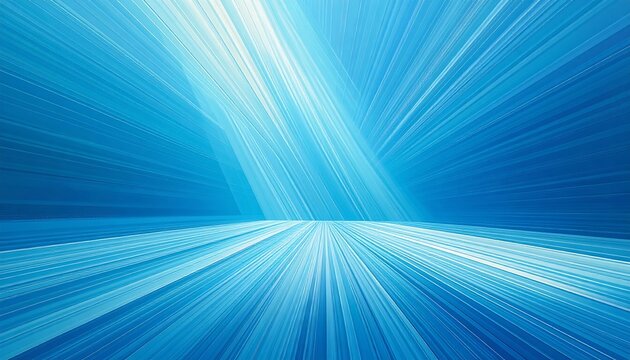 Abstract, radiating blue light streaks across a surface, creating a sense of depth and motion. The beams emanate from a central point, with varying intensities