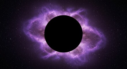 Fototapeta premium Dark planet surrounded by purple nebula showcasing cosmic mystery and space exploration perfect for