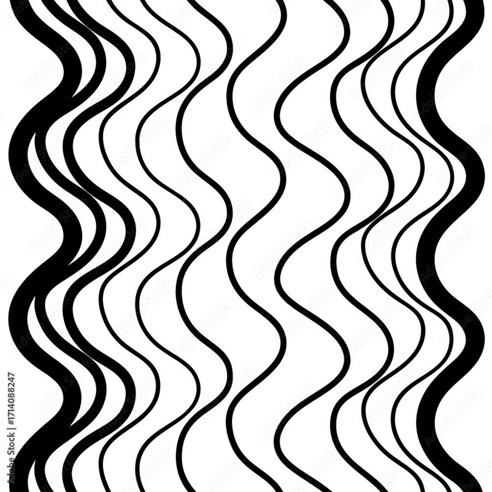 Poster minimilist abstract black and white wave pattern with varying line thicknesses creates a dynamic vis