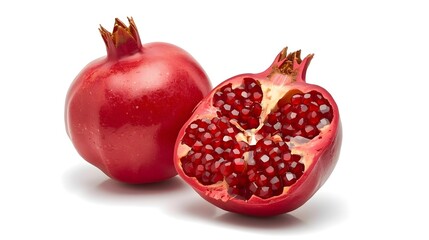  Pomegranate with Seeds Isolated on White Background
